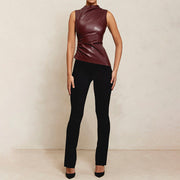 The Ruched Leather Amber Top