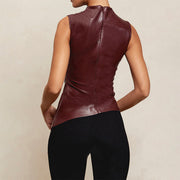 The Ruched Leather Amber Top