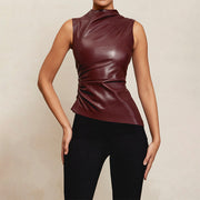 The Ruched Leather Amber Top