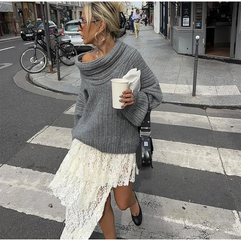 Off Shoulder Knit Sweater Flo