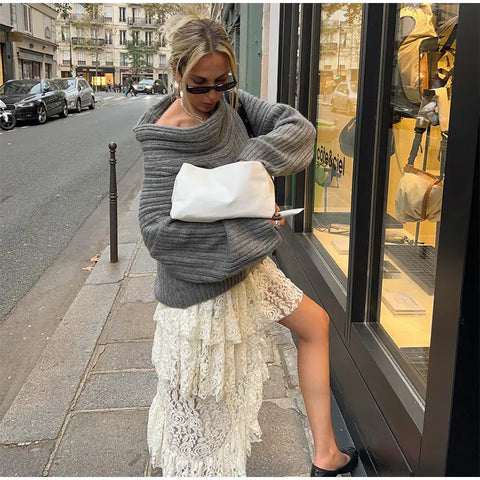 Off Shoulder Knit Sweater Flo