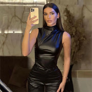 The Ruched Leather Amber Top